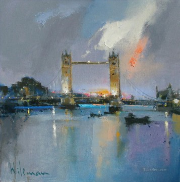 150の主題の芸術作品 Painting - 夜明けのタワー ブリッジの抽象的な海の風景